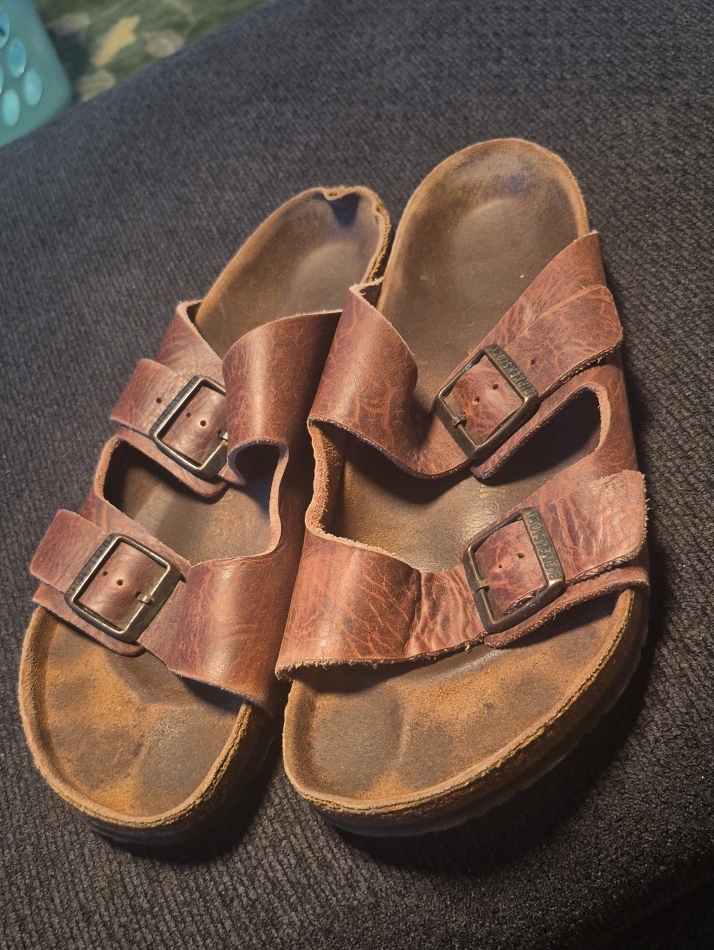 Birkenstock Men's Brown Leather Double-Strap Sandals